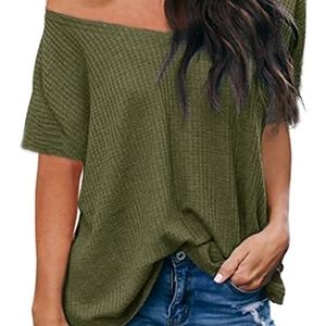 Off Shoulder Waffle Knit Top- Lucky More XL